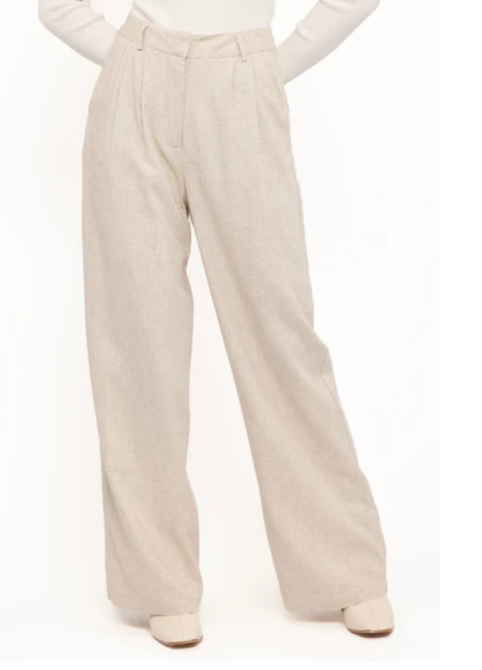 NWT Petal & Pup Dean Linen High Waisted Trouser Pants Beige Women's Size US 6